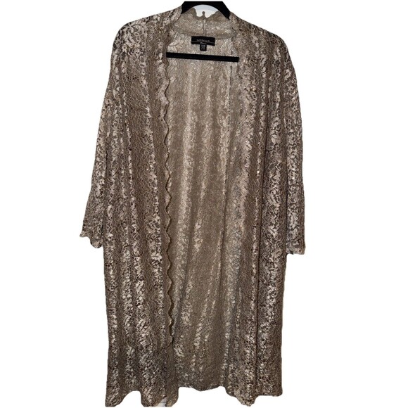 R&M Richards Evening Cardigan Jacket Women Plus 20W Gold Cream Sequin Party Glam - Picture 1 of 14